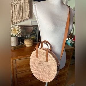 H&M Beige Woven Crossbody Bag with Brown Straps